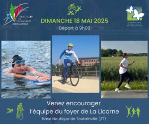 Lire la suite à propos de l’article Venez encourager l’équipe du foyer de la Licorne au Triathlon de Pont-Audemer